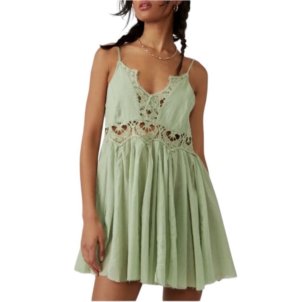 Free People Scales Green Ilektra Slip Mini Dress